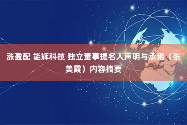 涨盈配 能辉科技 独立董事提名人声明与承诺（张美霞）内容摘要